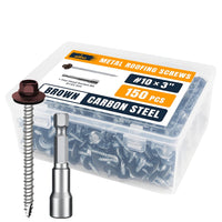 ALBO #10 x 1-1/2 inch White Metal Roofing Screws 250pcs