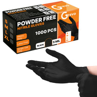 Grevo Disposable 5 & 8 Mil Black Nitrile Gloves S-XL – Heavy Duty Latex & Powder-Free – Textured, Chemical-Resistant (1000 PCS 5 Mil, Medium)