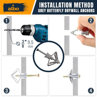 Albo Plastic Drywall Anchors with Screws, Grey 50pcs
