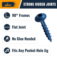 ALBO #8 x 1 Pocket Hole Screws Zinc Coated Carbon Steel 500pcs