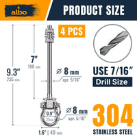 Albo 4 Pack Heavy Duty Swing Hangers – 7 Inch, 304 Stainless Steel, 1800 lbs Swivel Hooks for Porch, Punching Bag, Hammock, Yoga, Gym, Playground, Ceiling Mount for Wood & Concrete Indoor Outdoor
