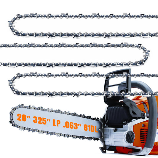 ALBO 20 Inch Chainsaw Chain, .325" Pitch .063" Gauge 81DL, 3 Pack � Full Chisel Chrome-Plated Cutters, CE Certified, Fast-Cut Loop Compatible with Stihl MS261 MS271 MS291 Pre-2023 .063 Bar
