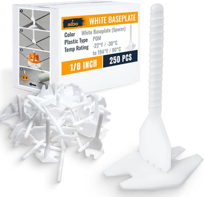ALBO Tile Leveling System Base Plates 1/8" - 250 PCS - Professional Floor & Wall Spacers, Anti-Lippage Installation Clips for All Tile Formats, Self-Leveling Spacer System nova