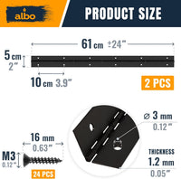ALBO 24 Inch Black Heavy Duty Piano Hinge Stainless Steel (2-Pack)