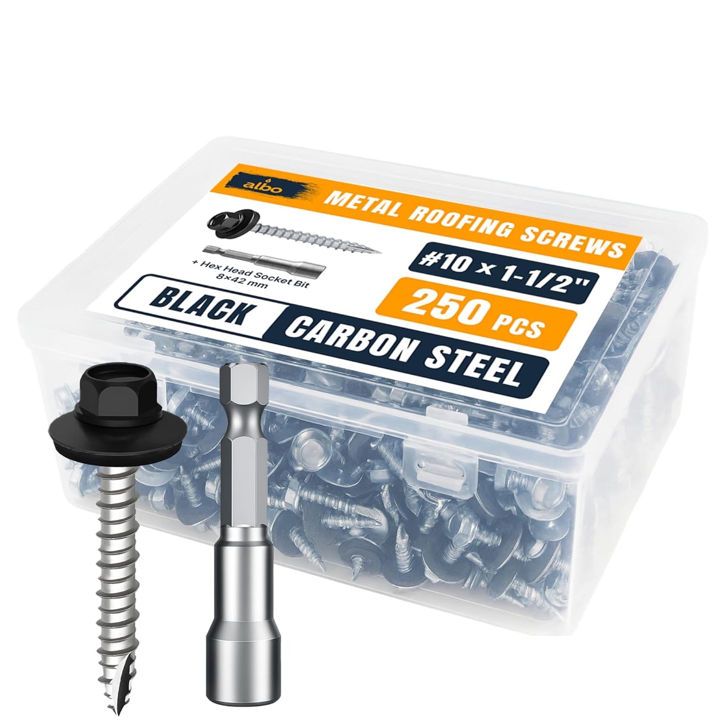ALBO #10 x 1 inch Carbon Steel Metal Roofing Screws 300pcs