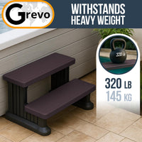 GREVO Outdoor Steps for Hot Tub Wide 31", Brown/Fits Round and Straight Pools, Non-Slip Steps, Quick Assemble