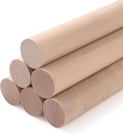 ALBO 1" x 24" Wooden Dowel Rods, Birch Natural Hardwood Rods, 5 pieces