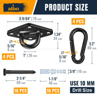 Albo Diamond Plate 2650lbs Swing Hangers 4 Pcs Black