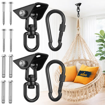 compare product Albo Heavy Duty Swing Hangers 2 Pack, 2650 LBS, 360° Swivel Ceiling Mount Black