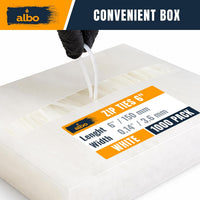 ALBO 1000 Pcs. White Zip Ties, 6 Inch, Heavy Duty, 40 lb Tensile Strength