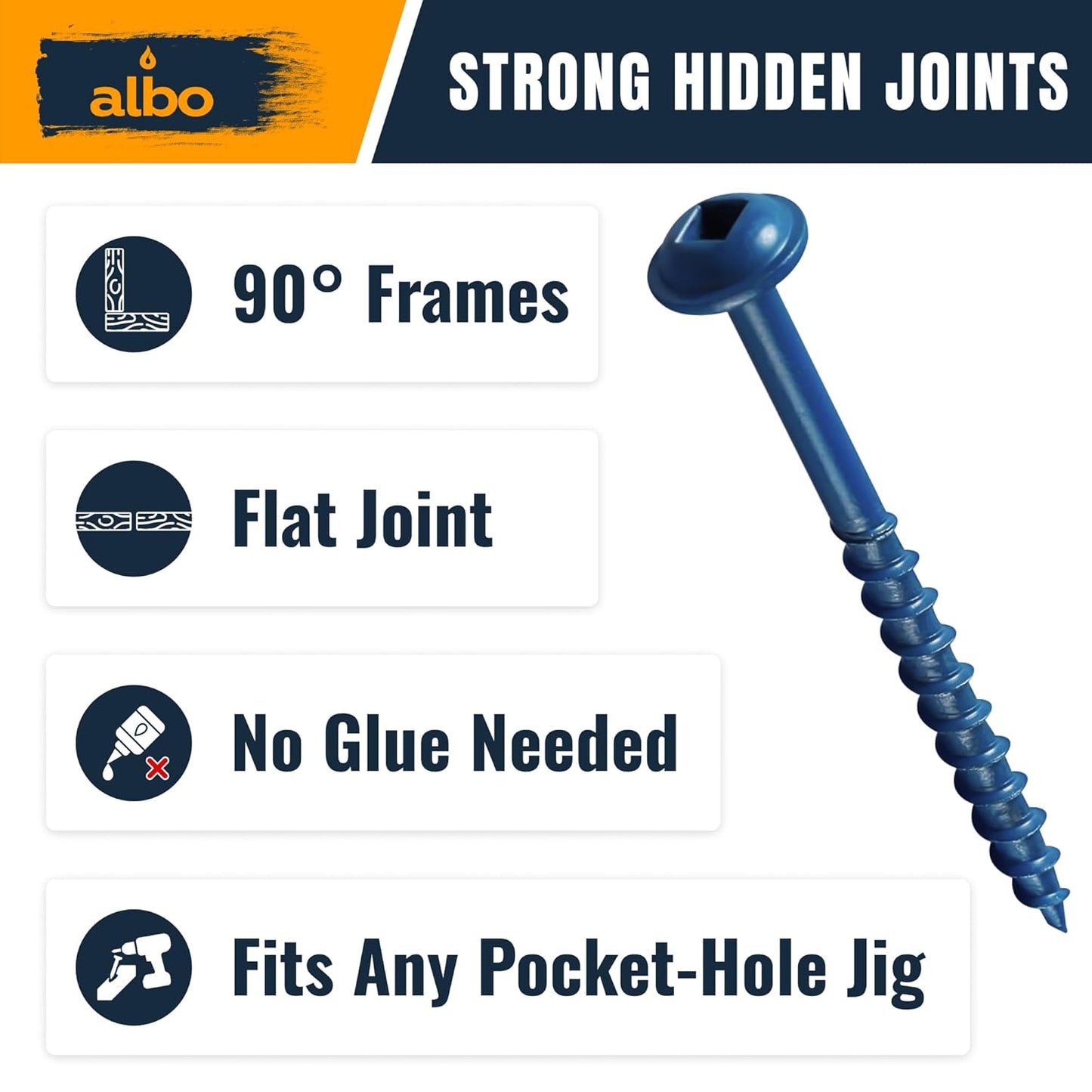 ALBO #8 x 2 inch Carbon Steel Zinc Plated Pocket Hole Screws 300pcs