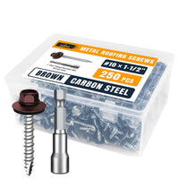 ALBO #10 x 1-1/2 inch Silver Carbon Steel Metal Roofing Screws 250pcs