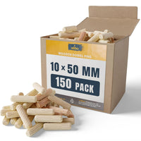 ALBO Wooden Dowel Pins 10x50mm Fluted 150 Pack