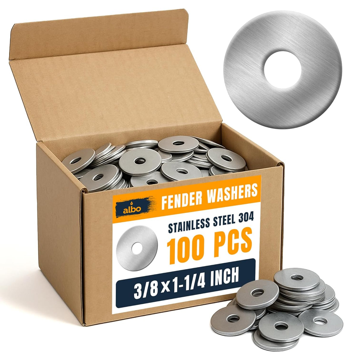 ALBO 5/16" x 1-1/4" Stainless Steel Fender Flat Washers 20pcs