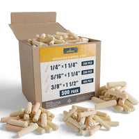 ALBO Wooden Dowel Pins Assorted Sizes 1/4–3/8 inch Fluted 500pcs