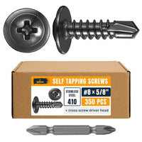 ALBO #8 x 5/8 inch Self Tapping Truss Head Screws Black 350pcs