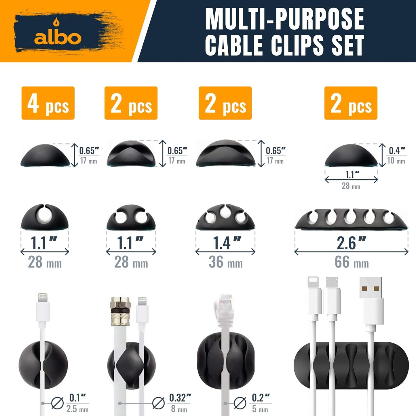 Albo Zip Cable Clips 10 Pcs
