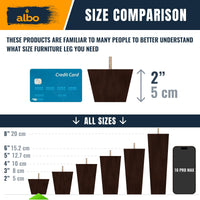 Albo Wood Furniture Legs 2 inch, Heavy Duty Sofa Legs, Pack of 4 Square Brown Couch Legs, Sofa Replacement Parts, for Dresser Legs, Sideboard, Recliner Couch, Circle Chair Couch Riser Coffee Table