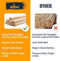 Albo 1" x 36" Birch Wooden Dowel Rods - 10 Pack for Crafts, Furniture & DIY Projects