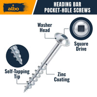 ALBO #8 x 1-1/2" Pocket Hole Screws, 400 PCS
