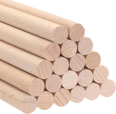 ALBO 1/2" x 24" Wooden Dowel Rod, Birch Natural Hardwood Rods, 25 pieces