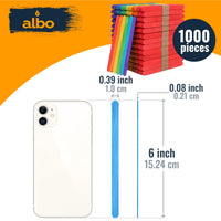 ALBO 1000 Pack 6" Colored Wood Popsicle Rainbow Craft Sticks – Lollipop Ice Cream Sticks, Bulk STEM Classroom Art Supplies, DIY Model Building, Wax Hair Removal Applicators, Epoxy Resin Mixing