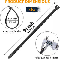 ALBO Black Zip Ties 36 Inch, Nylon Wire Ties for Indoor and Outdoor, Pack 50 pcs