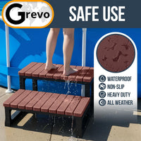 Grevo Hot Tub Steps 2-Step Brown High-Density Polyethylene
