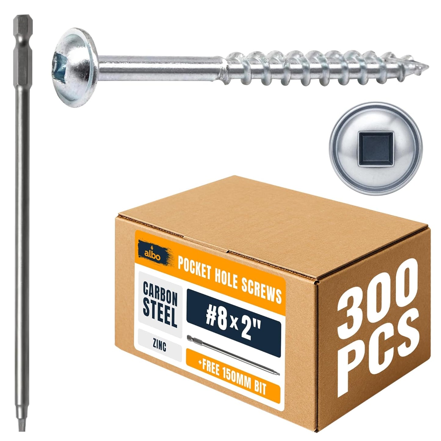 ALBO #8 x 1 Pocket Hole Screws Zinc Coated Carbon Steel 500pcs
