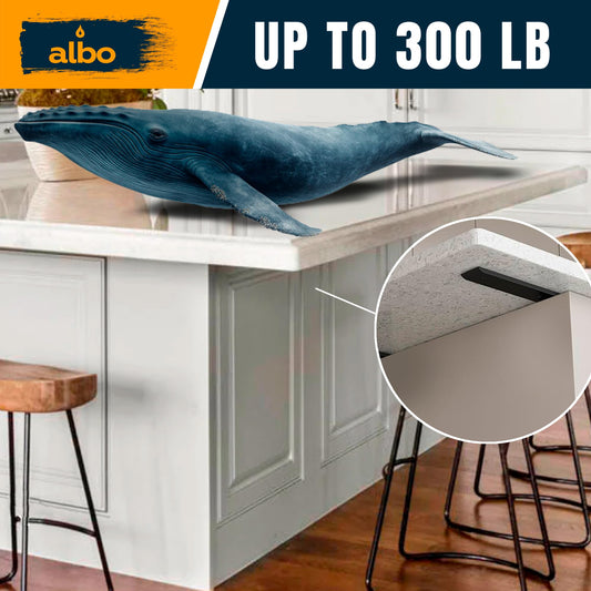 ALBO 12" Heavy Duty Flat Countertop Support Brackets 4 PCS, 300 lb 1/4" Steel - Hidden Flush-Mount Corbel | Matte Black Powder-Coated with Screws for Quartz Granite Wood Laminate Kitchen Island Bar