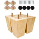 Albo Wood Furniture Legs 4 inches, Heavy Duty Sofa Legs, Pack of 4 Square Couch Legs Covered with Clear Varnish, Sofa Replacement Parts, for Dresser Legs, Sideboard, Recliner Couch, Circle Chair