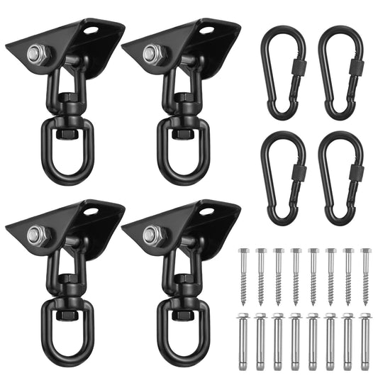 Albo 2650 LBS Heavy Duty Swing Hangers 4 Pack, 360° Swivel Ceiling Mount, Hammock Chair & Porch Swing Hardware, TRX, Yoga Swing & Punching Bag, Ceiling Mount for Wood Beam & Concrete