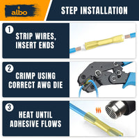 ALBO Heat Shrink Butt Connectors 12-10 AWG (500pcs) - Waterproof Solder Seal Insulated Copper Crimp Wire Splice Terminals for Automotive, Marine Wiring | 4-6mm² Gauge Connectors