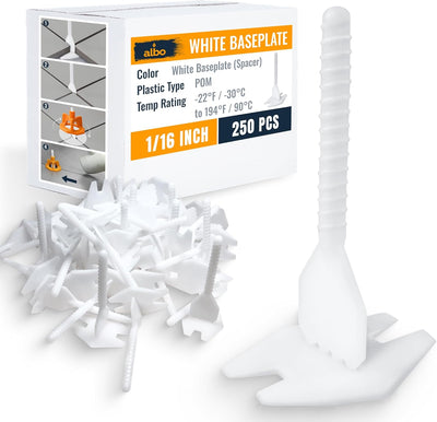 ALBO Tile Leveling System Base Plates 1/16" - 250 PCS - Professional Floor & Wall Spacers, Anti-Lippage Installation Clips for All Tile Formats, Self-Leveling Spacer System New