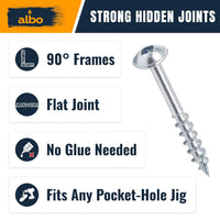 ALBO #8 x 1-1/2" Pocket Hole Screws, 400 PCS