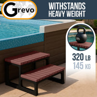Grevo Hot Tub Steps 2-Step Brown High-Density Polyethylene