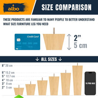 Albo Furniture Legs 3 inch Brown Wood 4pcs