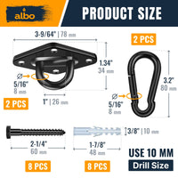 Albo Diamond Plate Heavy Duty Swing Hangers 2 Pcs Black Stainless Steel