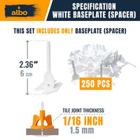 ALBO Tile Leveling System Base Plates 1/16" 250 PCS