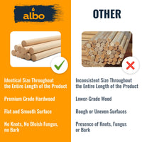 ALBO 1" x 24" Wooden Dowel Rods Set - 10 Pack Birch Natural Thin Hardwood Craft Rods Small Crafts Toys Doll Furniture Professional Smooth Bulk Material Handicrafts Miniatures DIY New