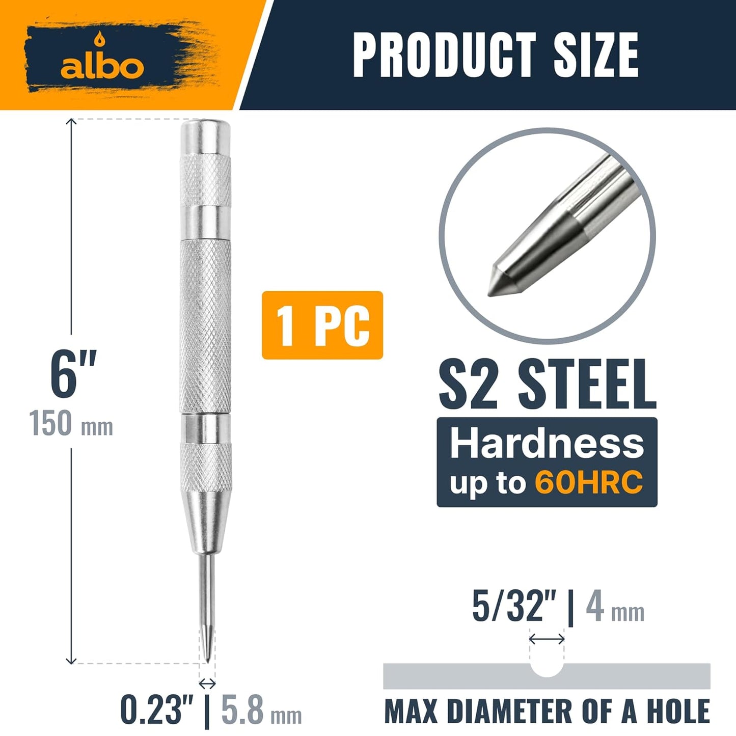 ALBO Spring Loaded Center Punch Tool 6 Inch (1pc)
