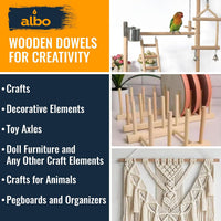 ALBO 1/2" x 36" Birch Wooden Dowel Rods - 25 Pack for Crafting, Joinery & DIY Projects
