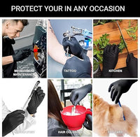 Disposable Black Nitrile Gloves, Size L, 5 Mil Latex, Pack 100 pcs