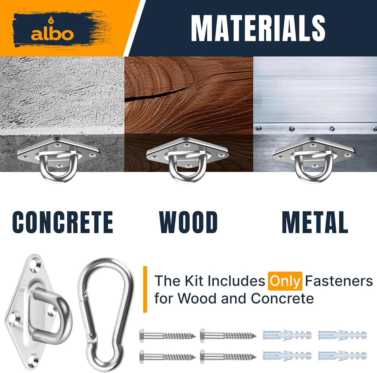 Albo Diamond Plate 2650lbs Heavy Duty Stainless Steel Swing Hangers 2 PCS