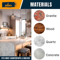 ALBO 12" Heavy Duty Countertop Support Brackets 4PCS – 400 lb 5mm Steel Hidden Floating Shelf Corbel, Matte Black
