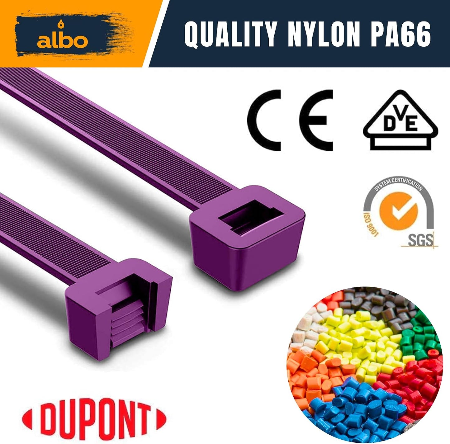 ALBO 800 Pcs. Multicolor Zip Ties, 6 Inch, 40 lb Tensile Strength - Nylon Cable Ties for Home & Office