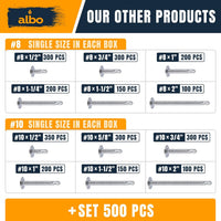 ALBO Stainless Steel Self-Tapping Metal Screws 500pcs