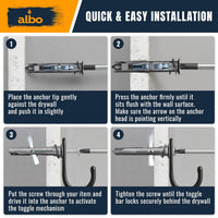 ALBO EZ Self-Drilling Drywall Toggle Anchors Kit Heavy Duty Metal Anchors 10pcs