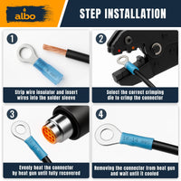 ALBO 250PCS Heat Shrink Ring Terminal Kit – Wire Terminal Connectors Assortment for 22-10 AWG, Waterproof Electrical Connectors Set – Tinned Copper Electrical Ring Terminals