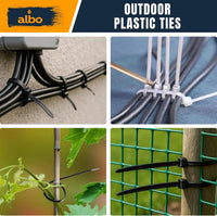 ALBO 100 Pcs. Green Zip Ties, 10 Inch, UV-Resistant Nylon Cable Ties for Indoor/Outdoor Use